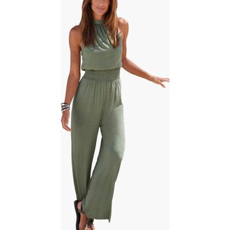 Lascana Womens Halter Neck Jumpsuit in Khaki at Nordstrom, Size 10