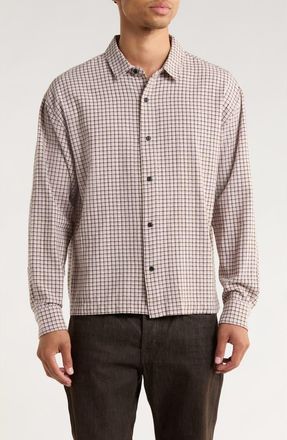PacSun Microplaid Button-Up Shirt in Tan/Brown at Nordstrom, Size X-Large