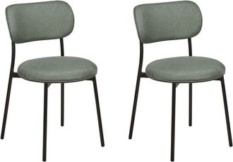 Beliani Beliani - Conjunto De 2 Sillas Modernas Asientos Tapizados Poli&eacute;ster Patas De Metal Para Comedor Cocina Verde Casey