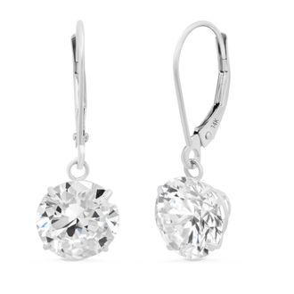 MAX + STONE 14k Yellow or White Gold Leverback Cubic Zirconia Dangle Earrings 5mm to 10mm