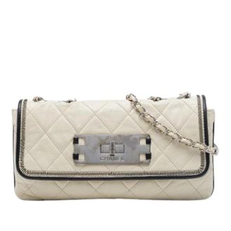 Chanel Pre-owned East West Flap Bag - Dames - Pre-owned - Wit - Maat: ONE Size Leer