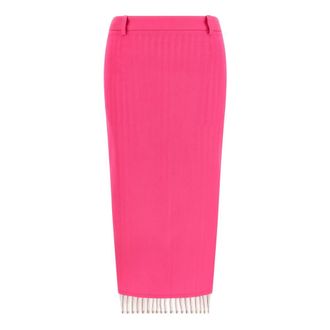 The Attico Wool Gabardine Midi Skirt - female - The Attico - Midi Skirts - Pink - XS - Skirts