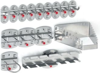 OEM Surtido De Portaherramientas, 15 Piezas, Recubierto De Ku. Para Placas Perforadas, 12 Ganchos Diferentes / 3 Ganchos Dobles