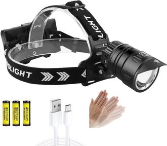 OEM Linterna Frontal Recargable Superbrillante Xhp99 De 2000 L&uacute;menes, 3 Modos De Iluminaci&oacute;n, Sensor De Movimiento Led, Resistente Al Agua, Con Zoom, Para