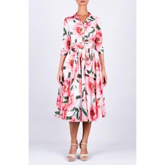 Samantha Sung A-Line Midi Aster Shirtdress in Magnolia at Nordstrom, Size 16