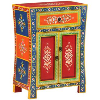 vidaXL vidaXL Credenza Dipinta a Mano 54x30x74 cm Legno Massello di Mango