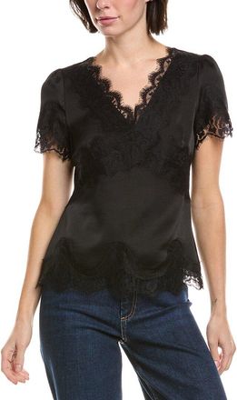 Vince Camuto V-Neck Lace -Trim Top