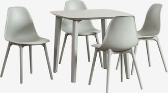 Sklum Set De Mesa Cuadrada 85x85 Cm Y 4 Sillas De Jard&iacute;n En Polipropileno Scand Sklum