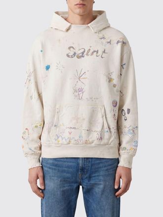Saint Mxxxxxx Felpa con cappuccio in cotone con stampa grafica relaxed fit