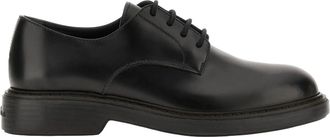 Hogan H704 Derby Lace-Up Shoes in Black Calfskin