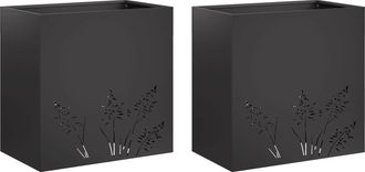 vidaXL Macetero De Jard&iacute;n 2 Uds. Negro 50 X 30 X 49 Cm Vidaxl