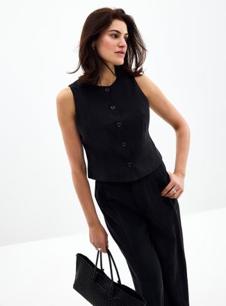 Contemporaine Womens Flowy crew-neck vest