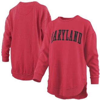 Pressbox Womens Pressbox Red Maryland Terrapins Melange Poncho Vintage Fleece Long Sleeve Pullover Sweatshirt at Nordstrom, Size X-Large
