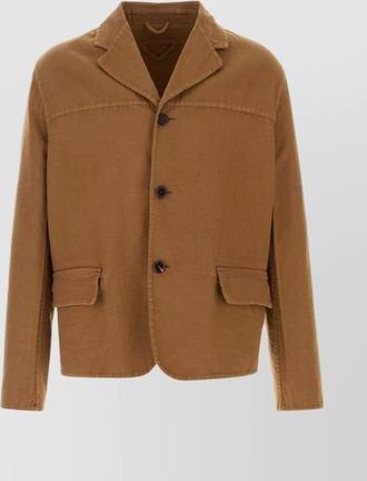 Prada cotton blazer with front pockets and long sleeves