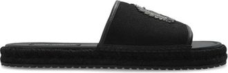 Dolce & Gabbana Logo Slides - Heren - Sandalen - Zwart - 39 EU - Leer - Schoenen