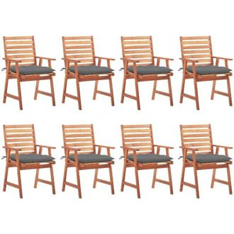 vidaXL Vidaxl - Sillas Comedor De Jard&iacute;n Y Cojines 8 Uds Madera Maciza Acacia