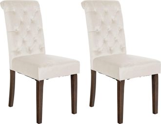 Clp Set De 2 Sillas De Comedor Lisburn En Tela O Terciopelo Crema Terciopelo