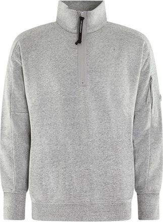 C.P. Company Diagonal Raised Fleece Half Zip Lens - Heren - Vesten met rits - Grijs - XL - Katoen - Hoodies & sweatvesten