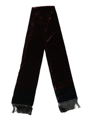 Dolce & Gabbana Mens Black Red Rayon Geometric Pattern Fringe 140cm X 16cm Scarf And