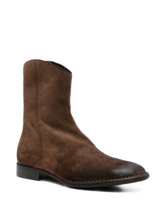 Emporio Armani Burnished Suede Ankle Boot - Brown