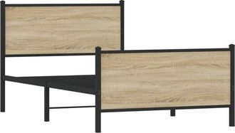 vidaXL Metal Bed Frame without Mattress Sonoma Oak 107x203 cm Vidaxl