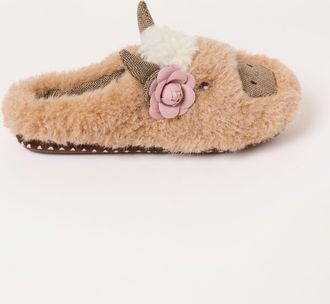 Fat Face FatFace Novelty Light Brown Cow Mule Slipper