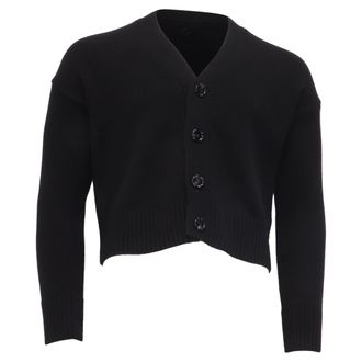 Ami Paris Cropped Cardigan in Black Merino Wool