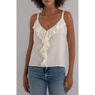 Kut from the Kloth Carmen Ruffle Sleeveless Top in Cream at Nordstrom, Size X-Large