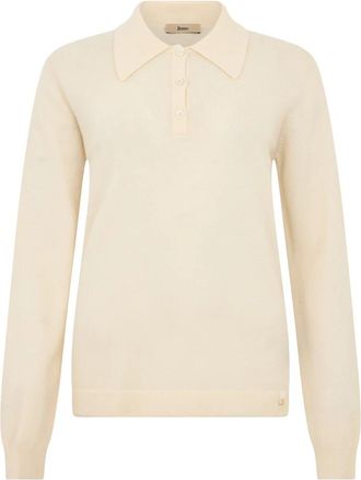 Herno Polo met knopen - Dames - Polos - Beige - M - Wol - Tops