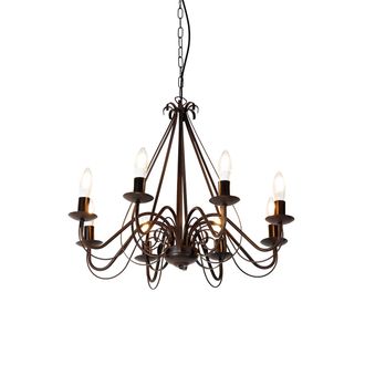 QAZQA R&uacute;stico Candelabro Inteligente Marr&oacute;n &Oacute;xido 8 Luces Con Wifi B35 - Giuseppe Acero Redonda Adecuado Para Led Max. 8 X 4.5 Watt - Qazqa