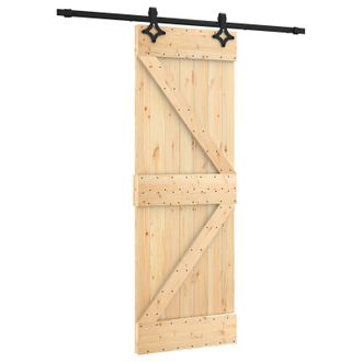 vidaXL Puerta Corredera Natural Y Negro 70 X 210 Cm Vidaxl