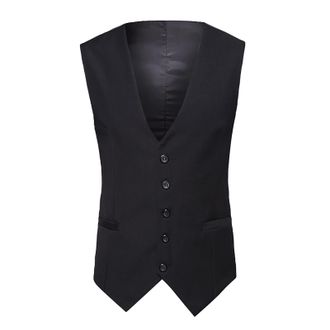 Generic Suit Waistcoat Men Black Mens Waistcoats Uk Slim Fit V Neck Suit Waistcoat Single Breasted Business Suits Vest With 2 Lower Pockets Classic Work Party