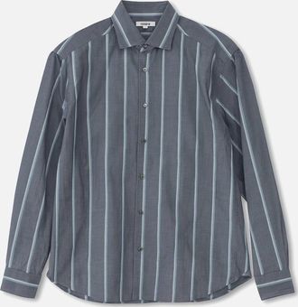 Boglioli Mens Mens Boglioli Striped Blue Long Sleeve Shirt - Size: 40 15.3/4