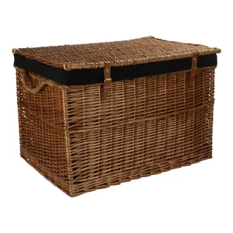 Red Hamper Wicker Large Light Steamed Storage Hamper in Black
