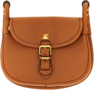 Valentino Garavani Leren Schoudertas met Studs - Dames - Schoudertassen - Bruin - ONE Size - Leer - Tassen