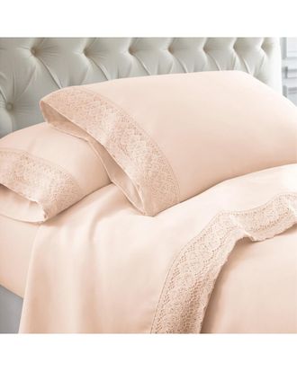 Modern Threads 4Pc Chochet Lace Microfiber Sheet Set