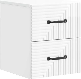 vidaXL Mesita De Noche De Pared Con Caj&oacute;n Brillante 34,5 X 33 X 40 Cm Vidaxl