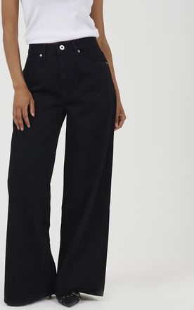 Brave Soul Jeans a fondo ampio a vita medio alta neri-Nero