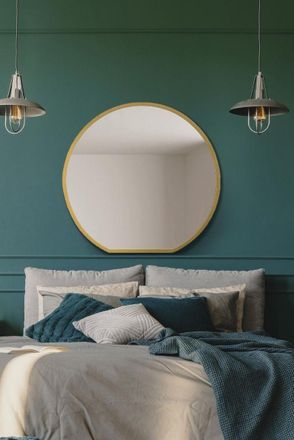 MirrorOutlet Gold Framed Flat Bottom Circular Wall Mirror (84CM X 80CM) | Size: 1 Pack