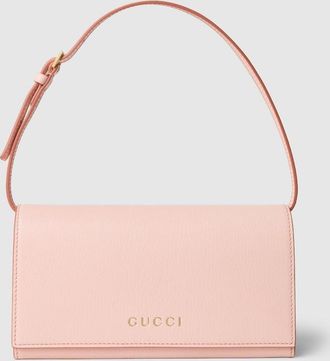 Gucci Mini Pouch With Gucci Lettering, Pink, Leather