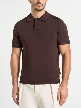 Mani&egrave;re De Voir Bryn Luxe Knitted Polo Top in Brown at Nordstrom, Size Medium