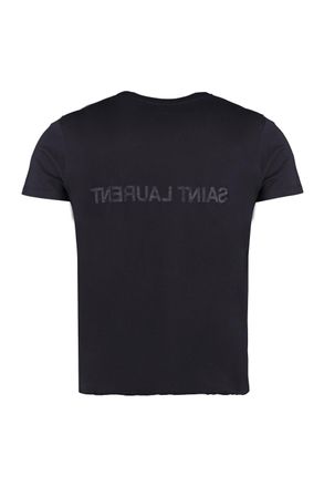 Saint Laurent Logo Cotton T-Shirt - Black