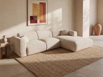 Vente-Unique Grande divano angolo a destra in velluto a coste beige - POGNI della Maison C&eacute;phy