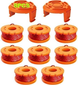 OEM 10 Hilos Para Desbrozadora Compatibles Con Desbrozadora Worx, &Oslash; 1,65 Mm Y Carrete De 3 M, Hilo De Repuesto Para Carrete Y Tapa Protectora (8 Hilos, 2 
