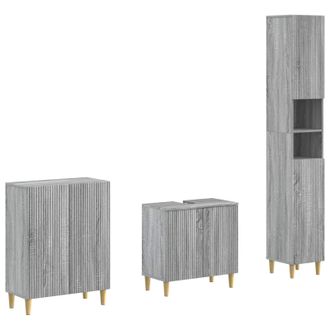 vidaXL Juego De Armarios De Ba&ntilde;o De 3 Piezas Arnhem Sonoma Gris Vidaxl