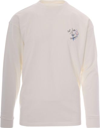 Dr&ocirc;le de Monsieur Long-Sleeve T-Shirt with Esquisse Slogan and Ribbed Collar
