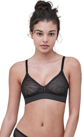 Skarlett Blue Spellbound Sheer Plunge Wireless Bralette in Black at Nordstrom, Size X-Small