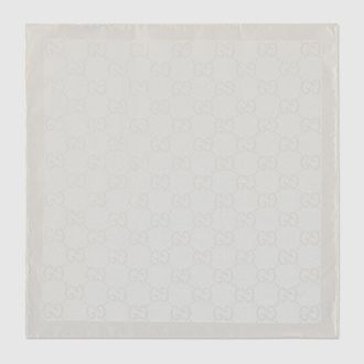 Gucci GG Cotton Silk Pocket Square, White, Fabric