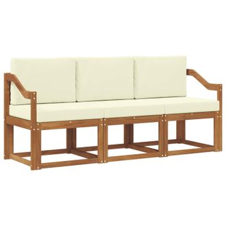 vidaXL Conjunto De Sof&aacute;s De Exterior Con Coj&iacute;n 3 Pcs Natural Y Crema Vidaxl