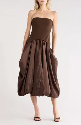 SIMKHAI Izzy Midi Dress in Cocoa at Nordstrom Rack, Size Large